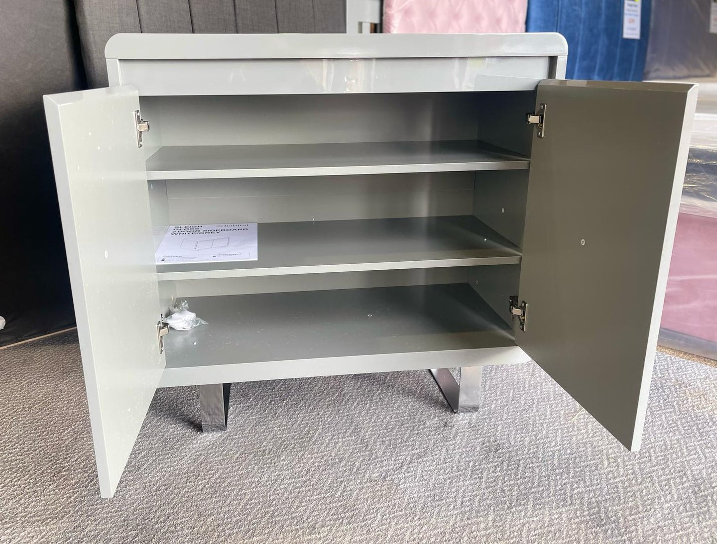 Assembled Sleigh 2 Door Sideboard - Gloss Grey